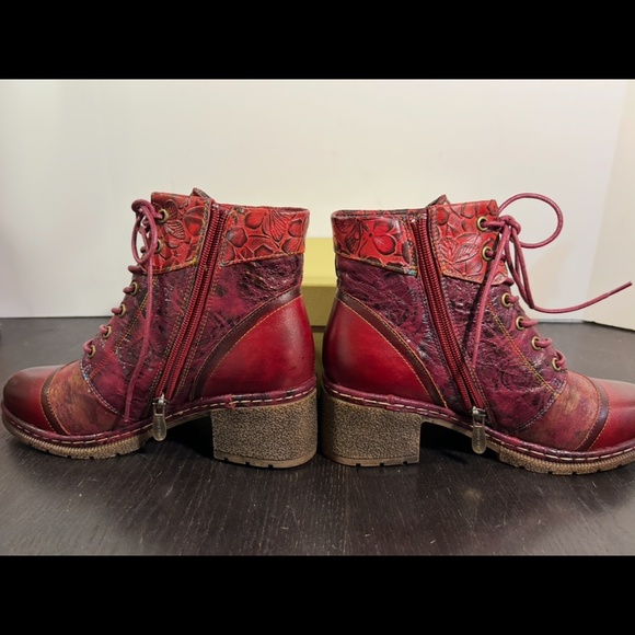 L'Artiste by Spring Step Leather Boots Fallinluv Bordeaux Size EU 38/US 7.5-8 - Picture 11 of 16